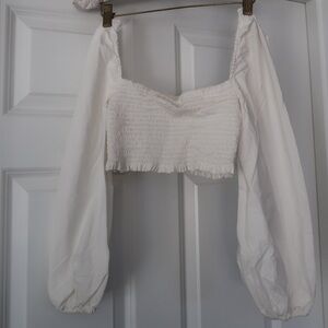 Wilfred White Smocked Crop Top
